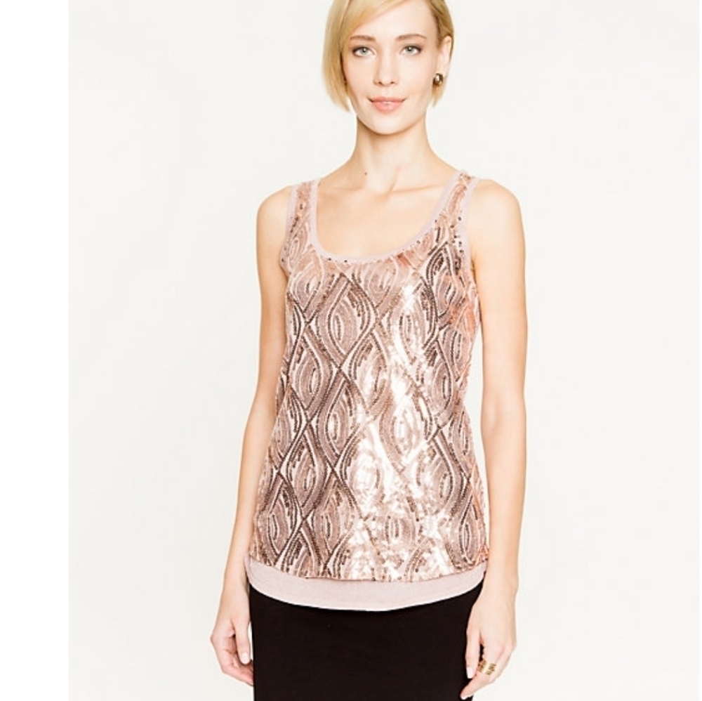 Pink Gold Sequin Sleeveless Top